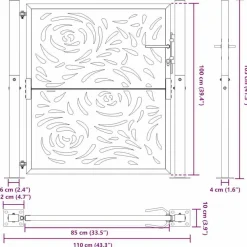 vidaXL Puerta de jardín 100x100 cm de acero corten con diseño de llamas Acero oxidado/Marrón Clearance