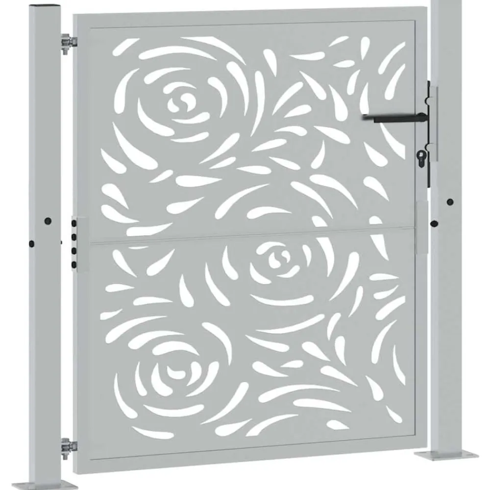 vidaXL Puerta de jardín 100x100 cm de acero corten con diseño de llamas Acero oxidado/Marrón Clearance