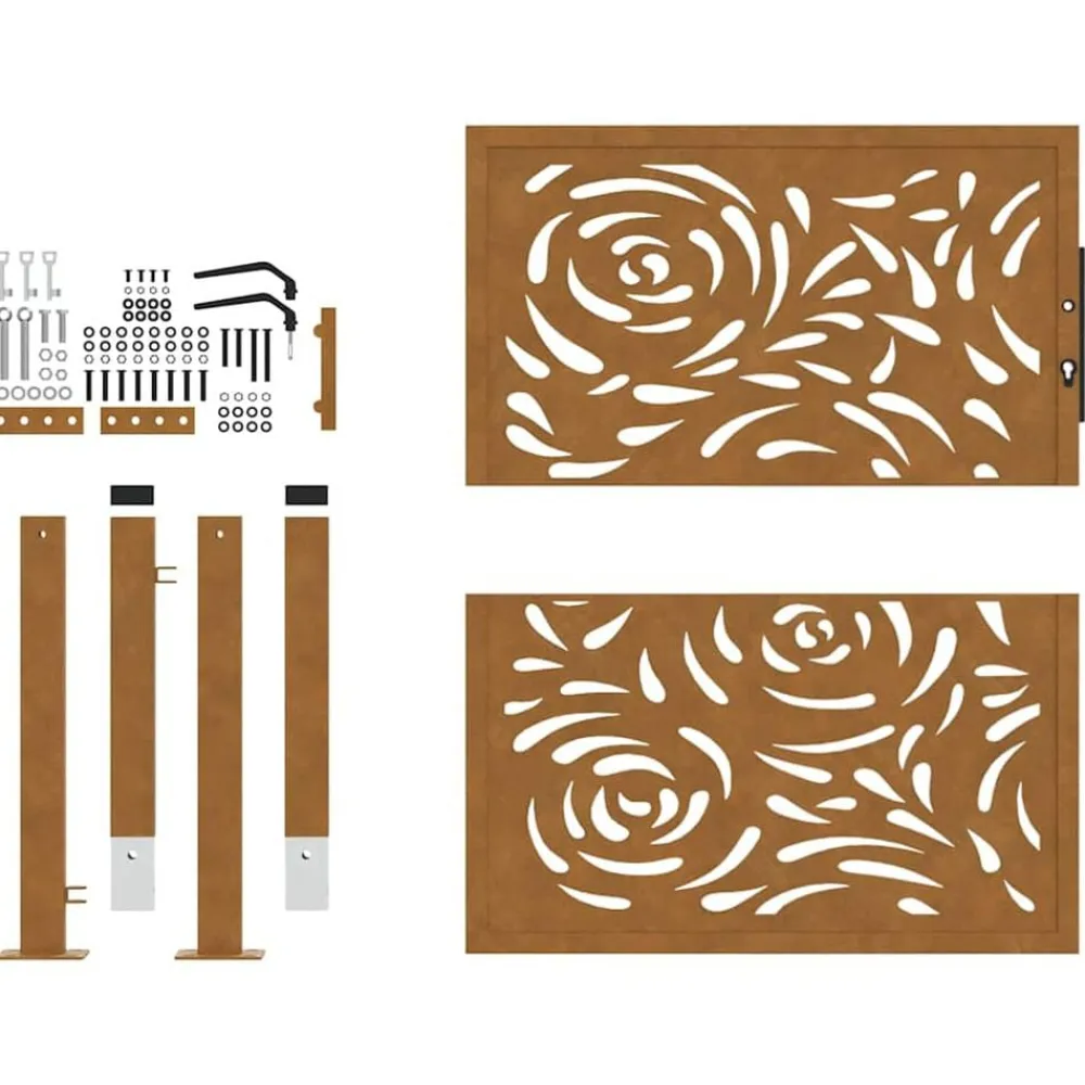 vidaXL Puerta de jardín 100x100 cm de acero corten con diseño de llamas Acero oxidado/Marrón Clearance