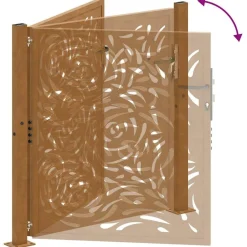 vidaXL Puerta de jardín 100x100 cm de acero corten con diseño de llamas Acero oxidado/Marrón Clearance