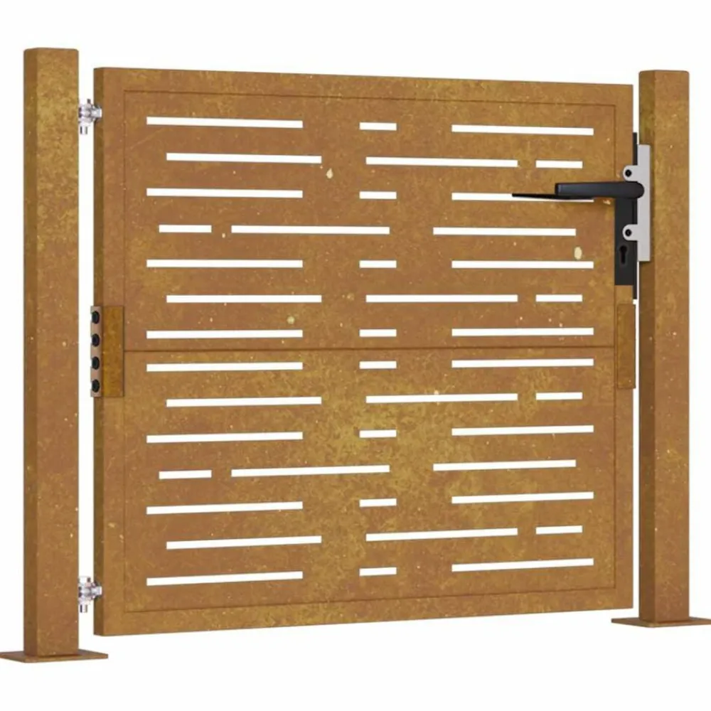vidaXL Vallas De Jardín-Puerta de jardín 100x75 cm de acero corten con diseño cuadrado