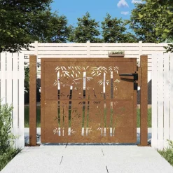 vidaXL Vallas De Jardín-Puerta de jardín 100x75 cm de acero corten con diseño cuadrado