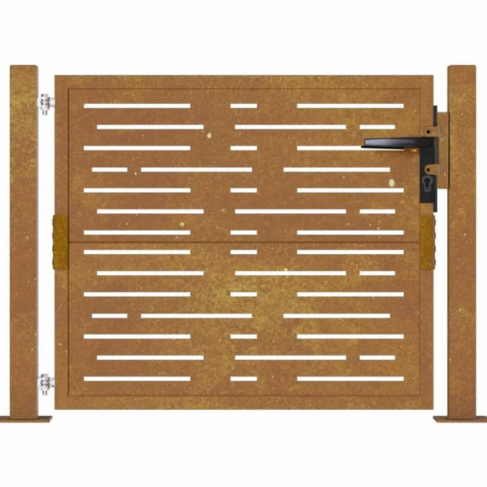 vidaXL Vallas De Jardín-Puerta de jardín 100x75 cm de acero corten con diseño cuadrado