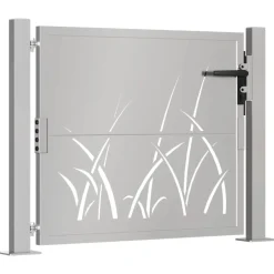 vidaXL Puerta de jardín 100x75 cm de acero corten con diseño de hierba