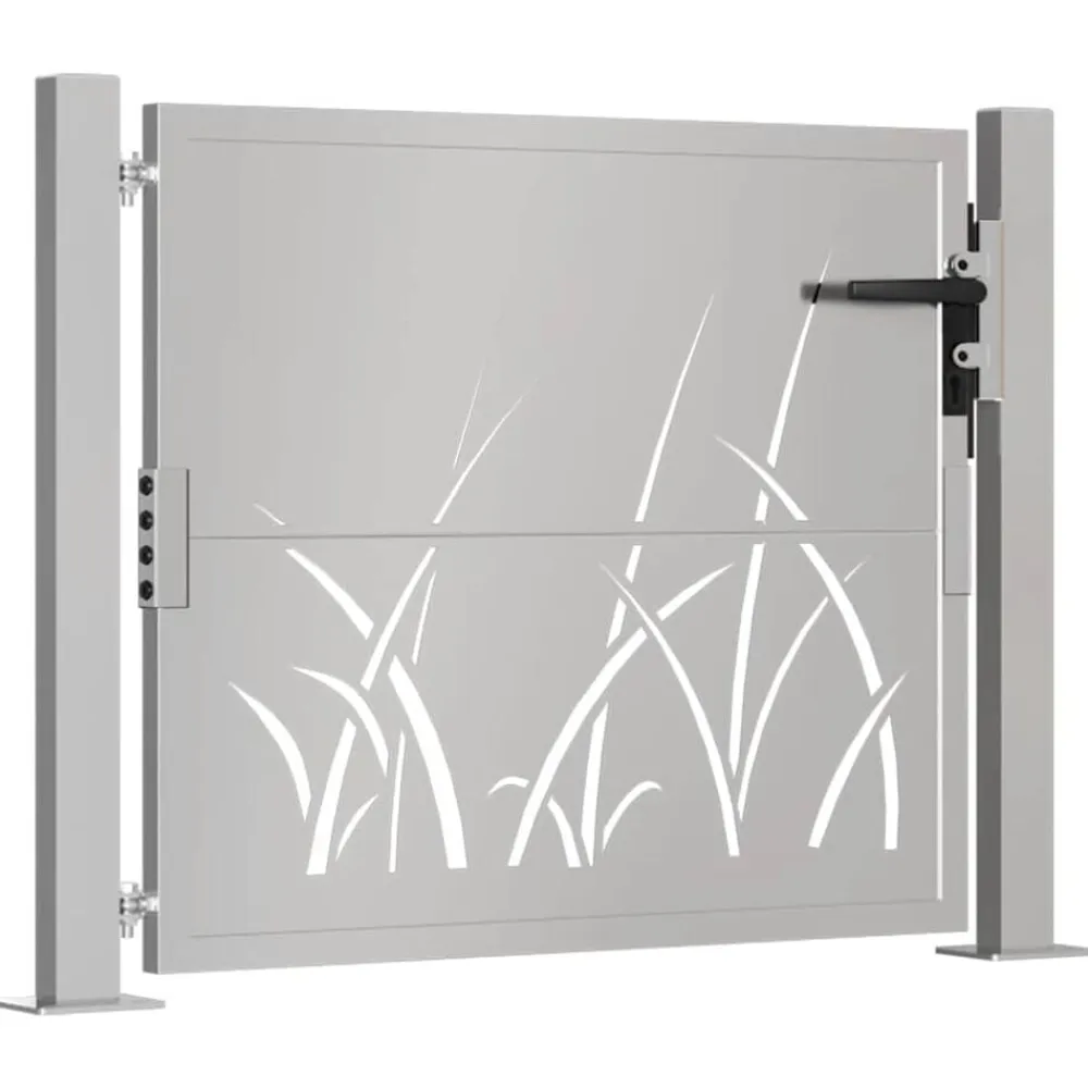 vidaXL Puerta de jardín 100x75 cm de acero corten con diseño de hierba