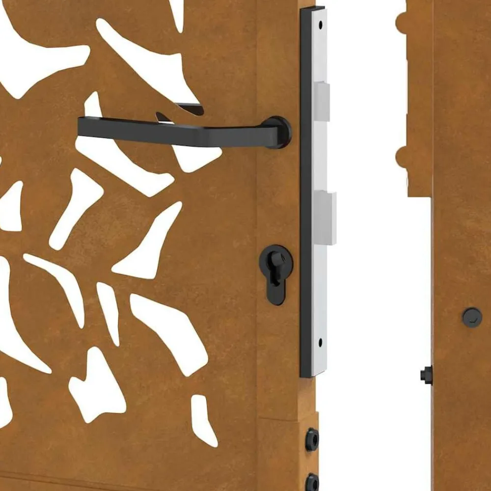 vidaXL Puerta de jardín 100x100 cm de acero corten con diseño de hojas Acero oxidado/Marrón