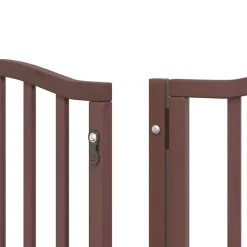 vidaXL Productos Para Mascotas-Puerta de perros plegable 9 paneles madera álamo marrón 450 cm