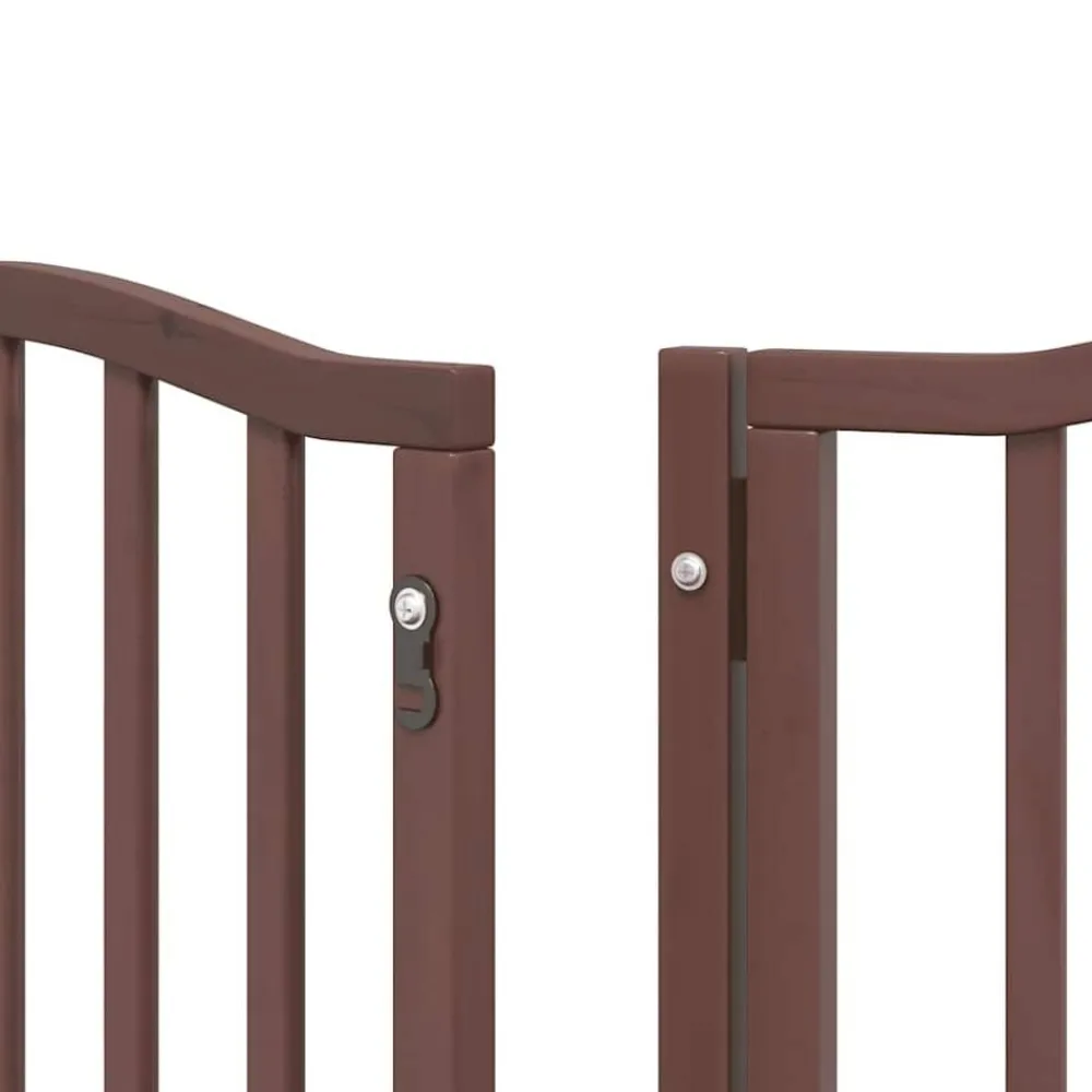 vidaXL Productos Para Mascotas-Puerta de perros plegable 9 paneles madera álamo marrón 450 cm