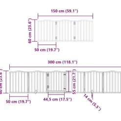 vidaXL Productos Para Mascotas-Puerta de perros plegable 9 paneles madera álamo marrón 450 cm