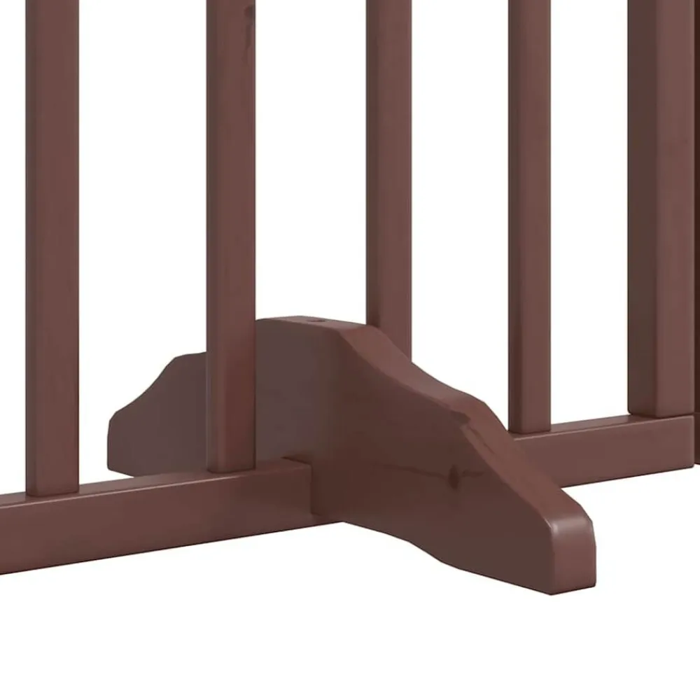 vidaXL Productos Para Mascotas-Puerta de perros plegable 9 paneles madera álamo marrón 450 cm