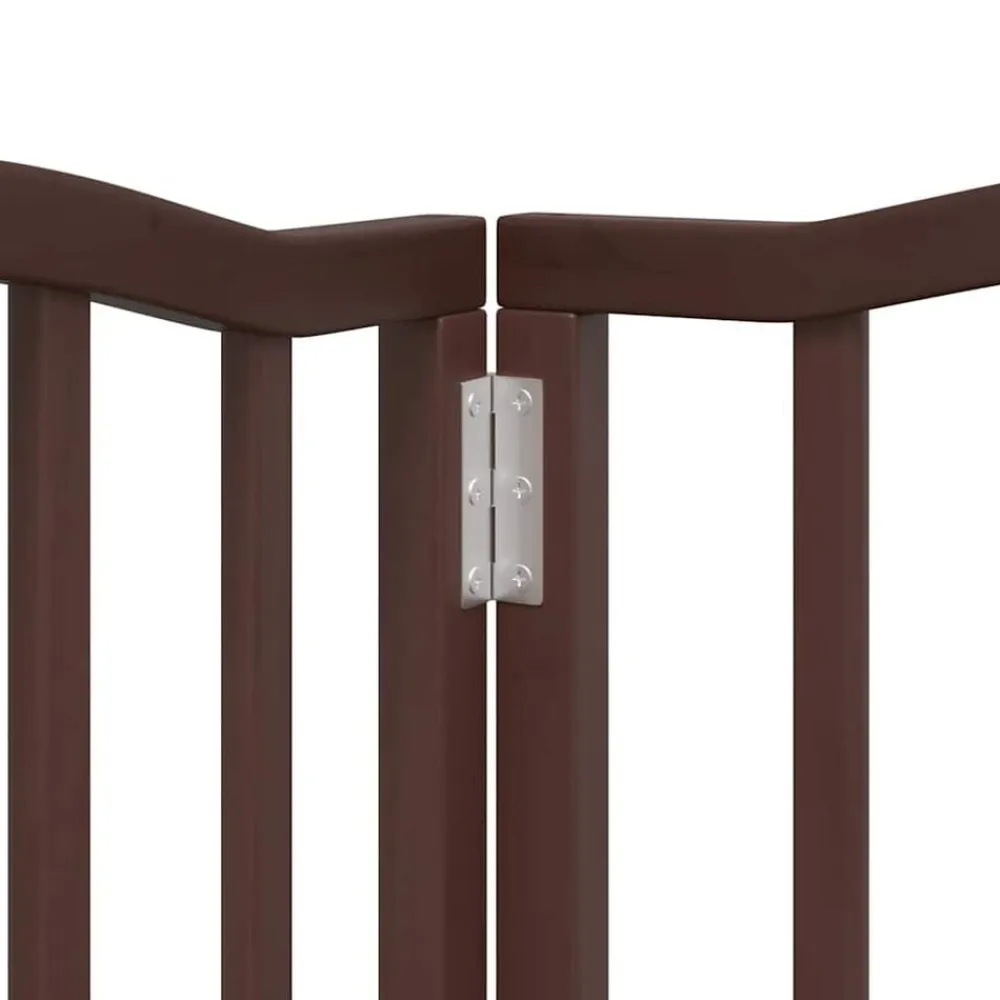 vidaXL Productos Para Mascotas-Puerta de perros plegable 9 paneles madera álamo marrón 450 cm