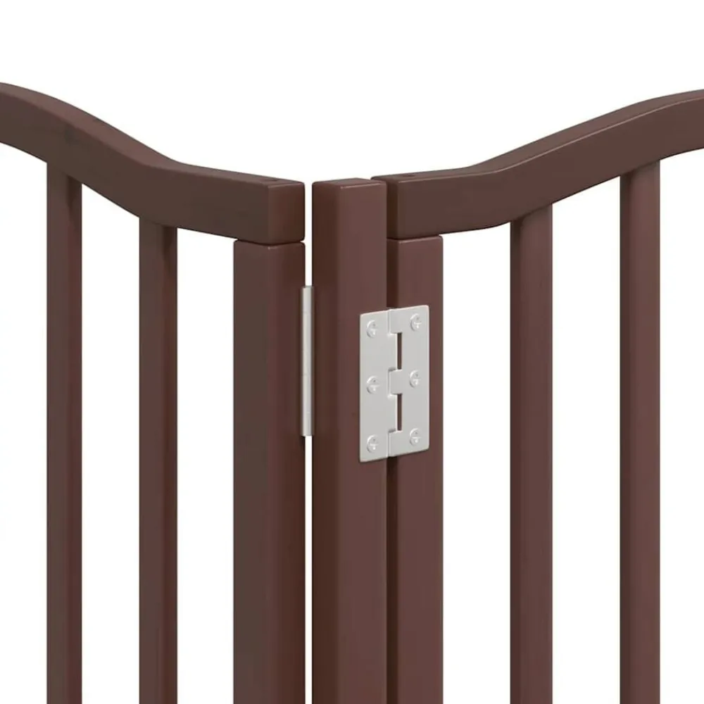 vidaXL Productos Para Mascotas-Puerta de perros plegable 9 paneles madera álamo marrón 450 cm