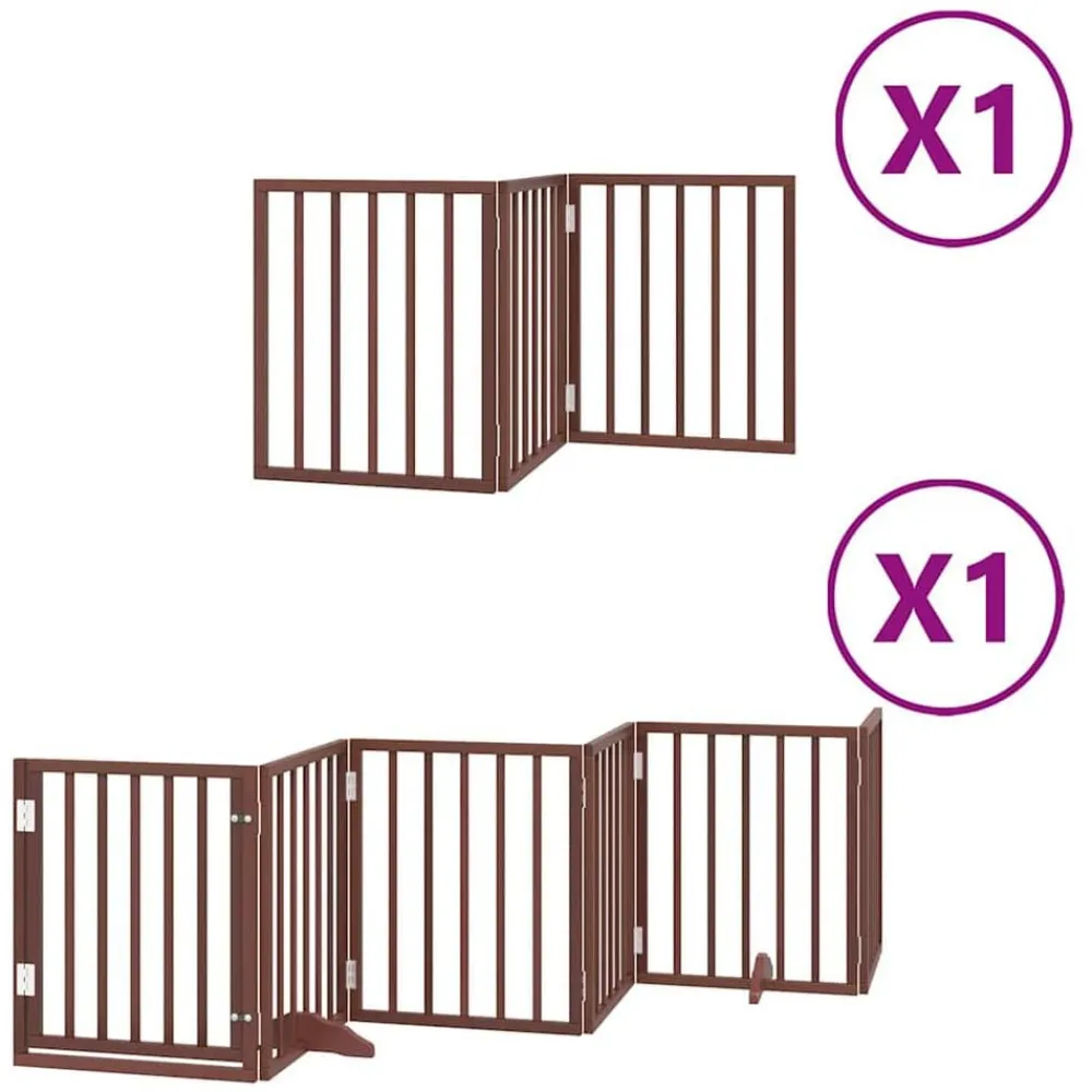 vidaXL Puerta de perros plegable 9 paneles madera álamo marrón 450 cm Marrón Clearance