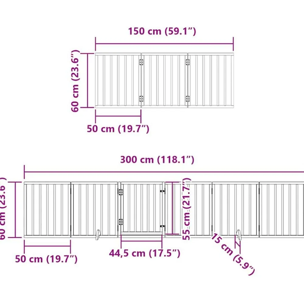 vidaXL Puerta de perros plegable 9 paneles madera álamo marrón 450 cm Marrón Clearance