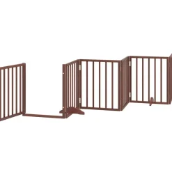 vidaXL Puerta de perros plegable 9 paneles madera álamo marrón 450 cm Marrón Clearance