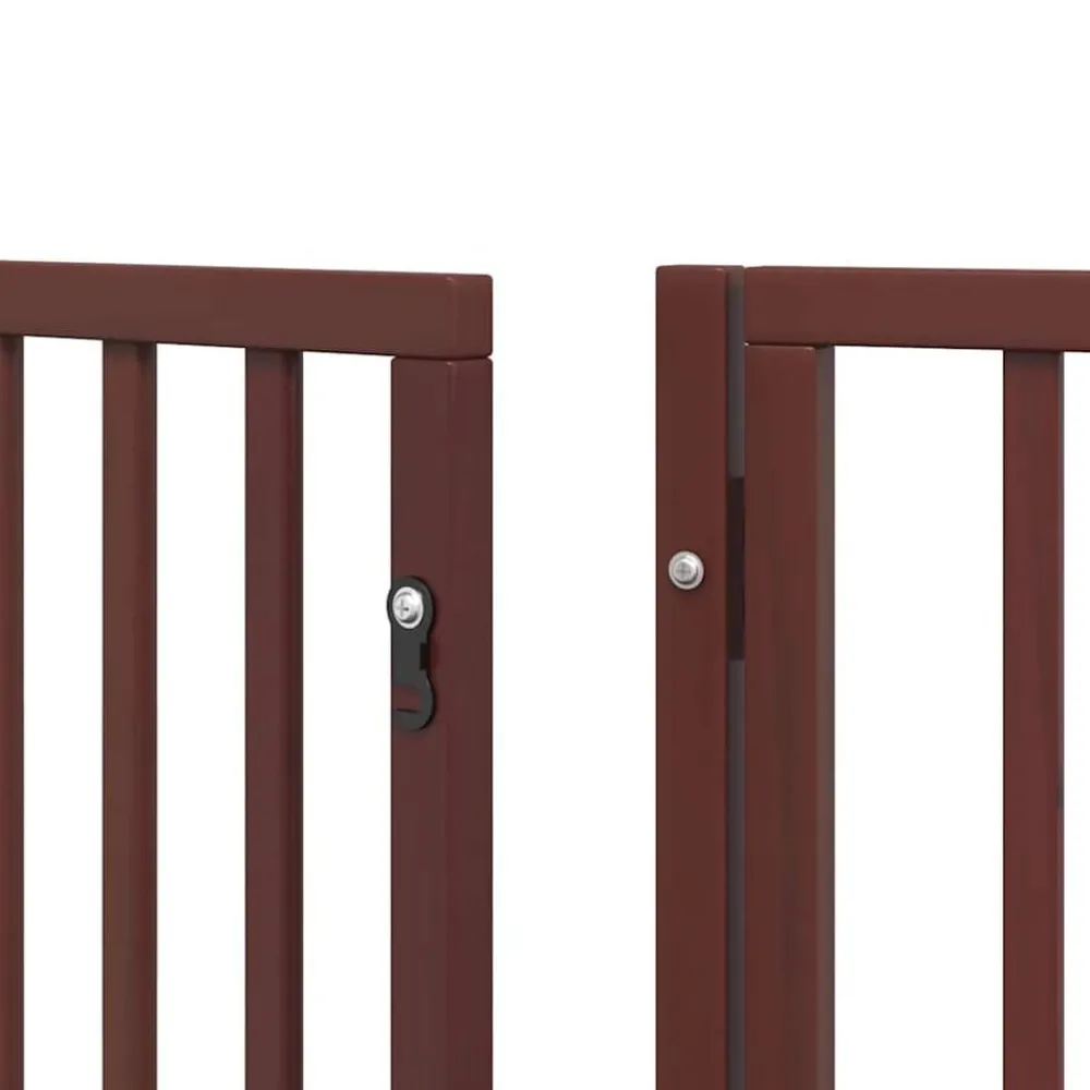 vidaXL Puerta de perros plegable 9 paneles madera álamo marrón 450 cm Marrón Clearance