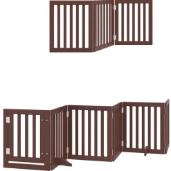 vidaXL Puerta de perros plegable 9 paneles madera álamo marrón 450 cm Marrón Outlet