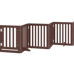 vidaXL Puerta de perros plegable 9 paneles madera álamo marrón 450 cm Marrón Outlet