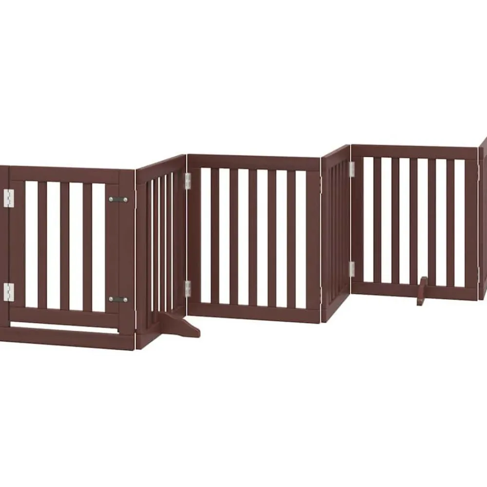 vidaXL Puerta de perros plegable 9 paneles madera álamo marrón 450 cm Marrón Outlet