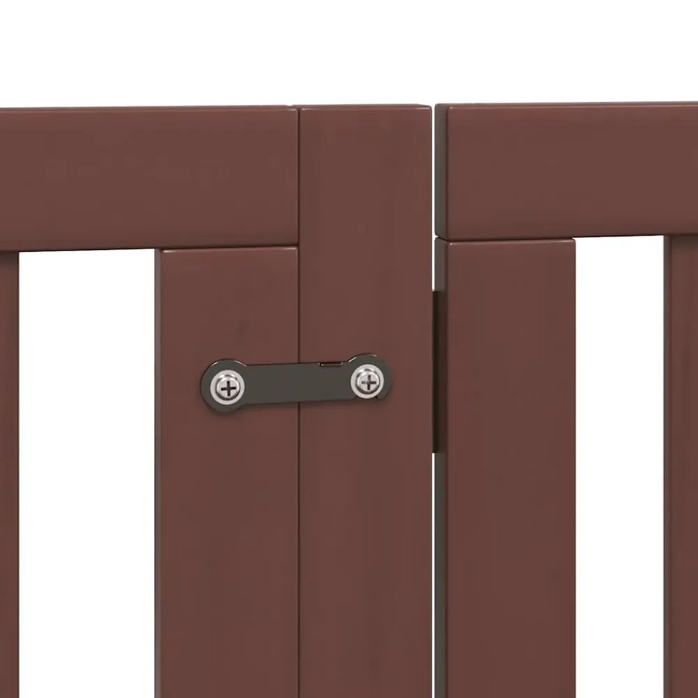 vidaXL Puerta de perros plegable 9 paneles madera álamo marrón 450 cm Marrón Outlet