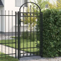 vidaXL Vallas De Jardín-Puerta de valla Assen con arco superior de acero, 89x200 cm, negro