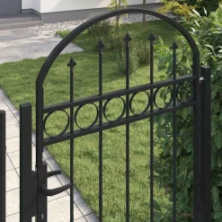 vidaXL Vallas De Jardín-Puerta de valla Assen con arco superior de acero, 89x200 cm, negro