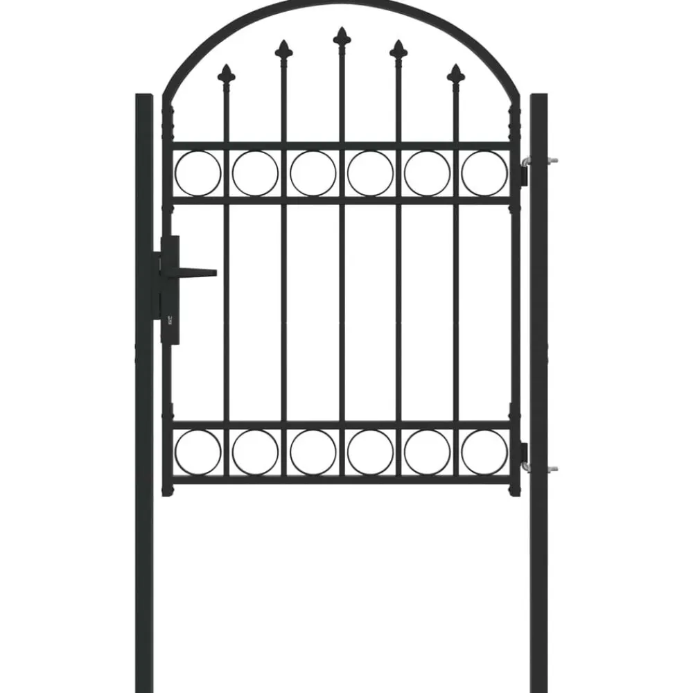 vidaXL Vallas De Jardín-Puerta de valla Assen con arco superior de acero, 102 x 125 cm, negro