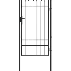 vidaXL Puerta de valla Boxtel de una puerta con arco superior de acero, 1x1,75 m, negro Discount