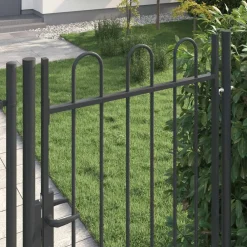 vidaXL Puerta de valla Boxtel de una puerta con arco superior de acero, 1x1,75 m, negro Discount