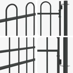 vidaXL Puerta de valla Boxtel de una puerta con arco superior de acero, 1x1,75 m, negro Discount