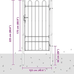 vidaXL Puerta de valla Boxtel de una puerta con arco superior de acero, 1x1,75 m, negro Discount