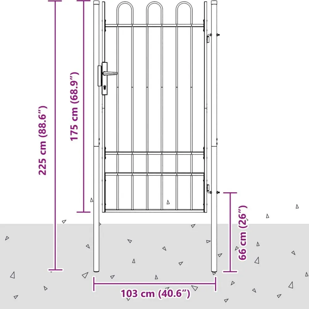 vidaXL Puerta de valla Boxtel de una puerta con arco superior de acero, 1x1,75 m, negro Discount