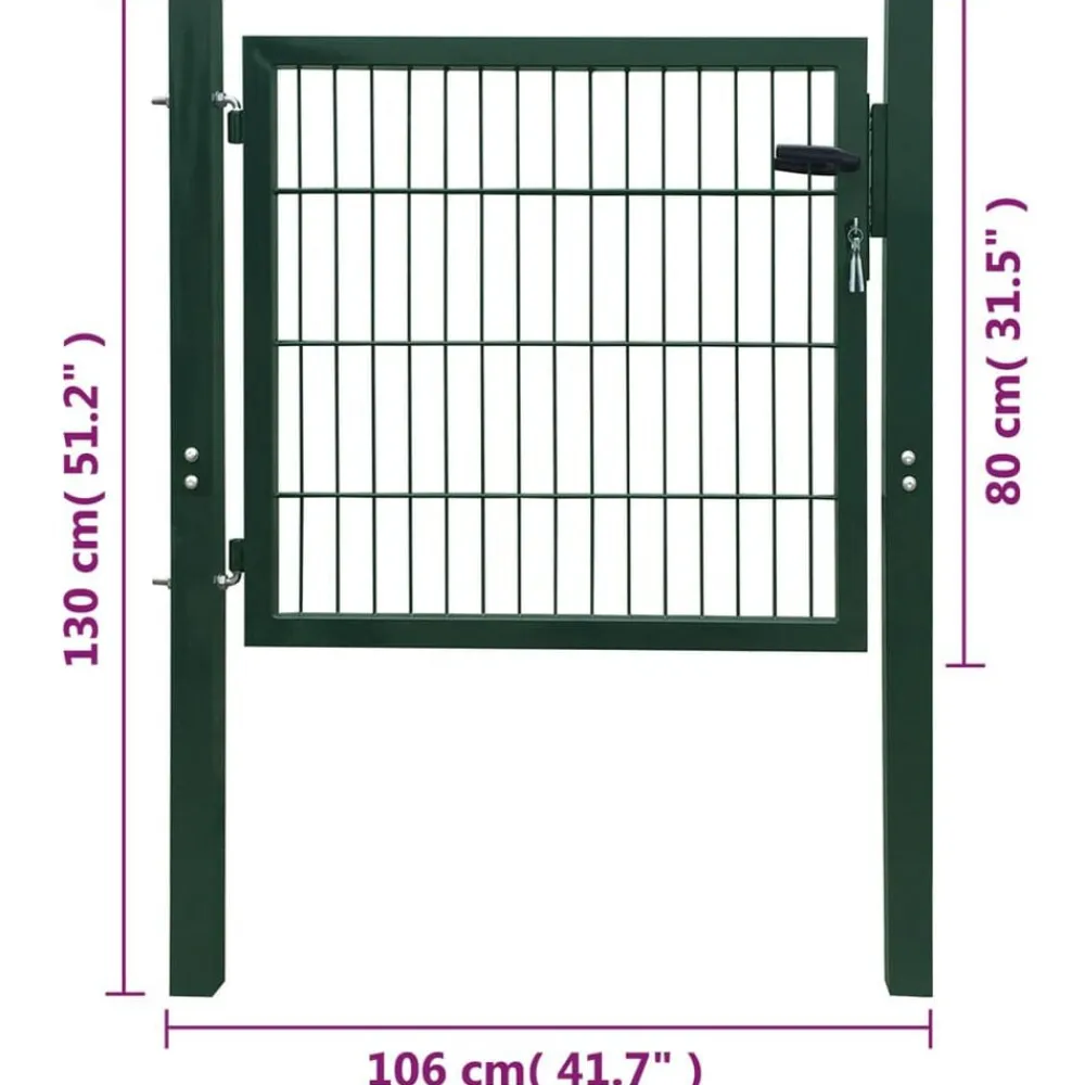 vidaXL Puerta de valla 2D (individual) 100x80 cm Verde Clearance