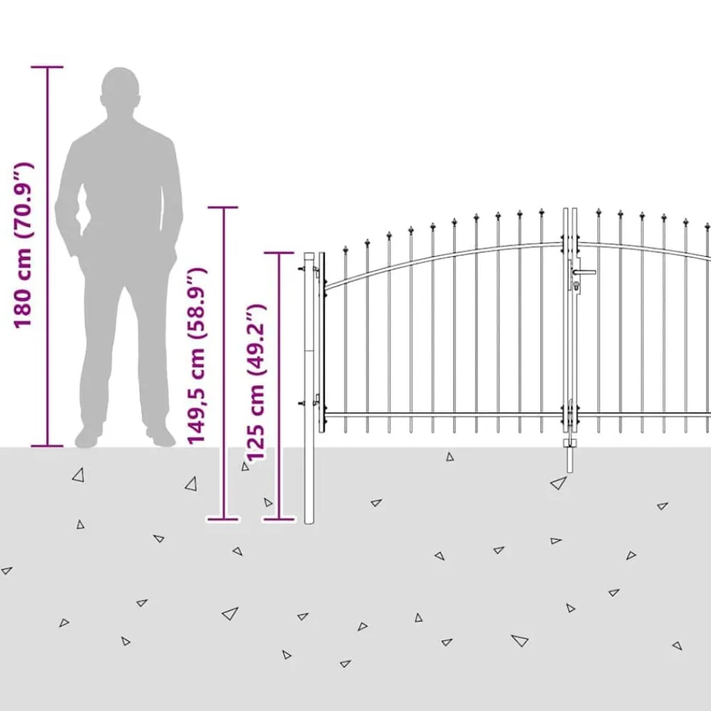 vidaXL Vallas De Jardín-Puerta de valla de doble puerta Woerden con punta de lanza 299,5x149,5 cm