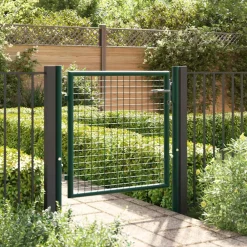 vidaXL Vallas De Jardín-Puerta de valla de acero 100 x 75 cm verde