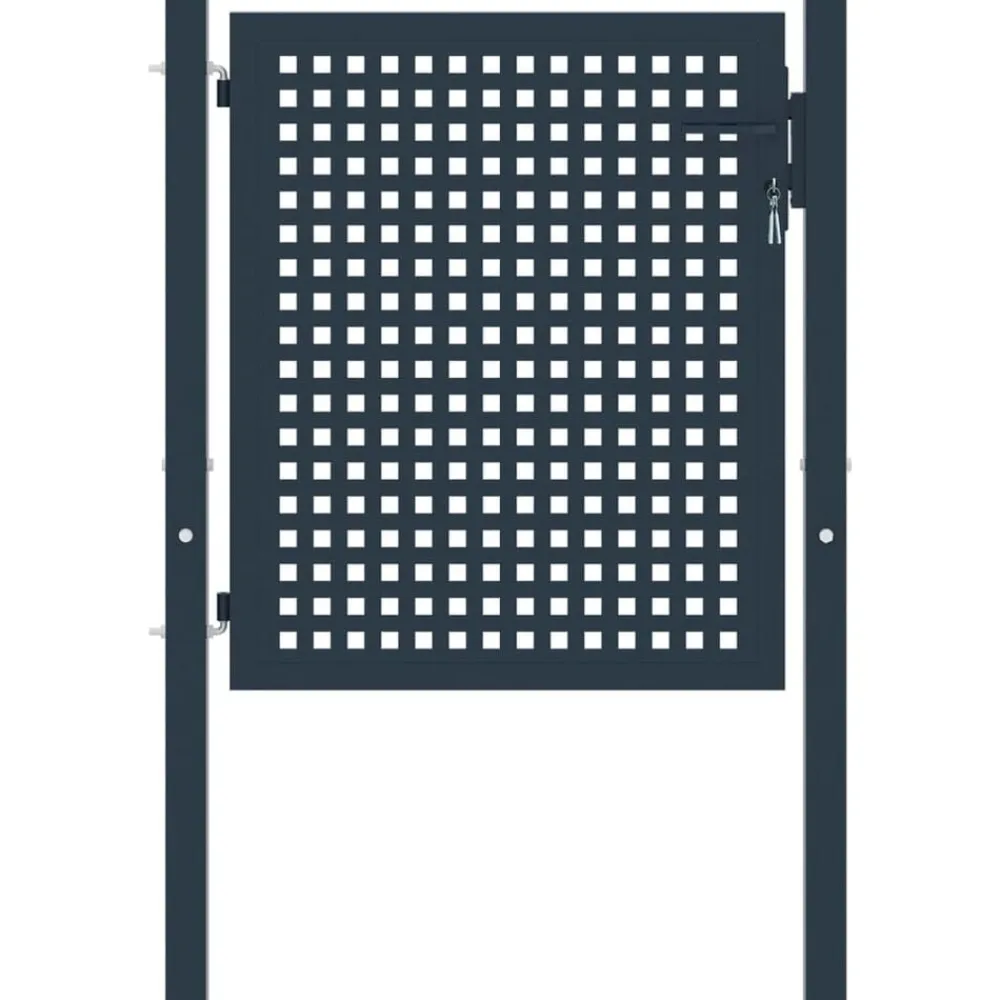 vidaXL Puerta de valla de acero antracita 102x75 cm Hot