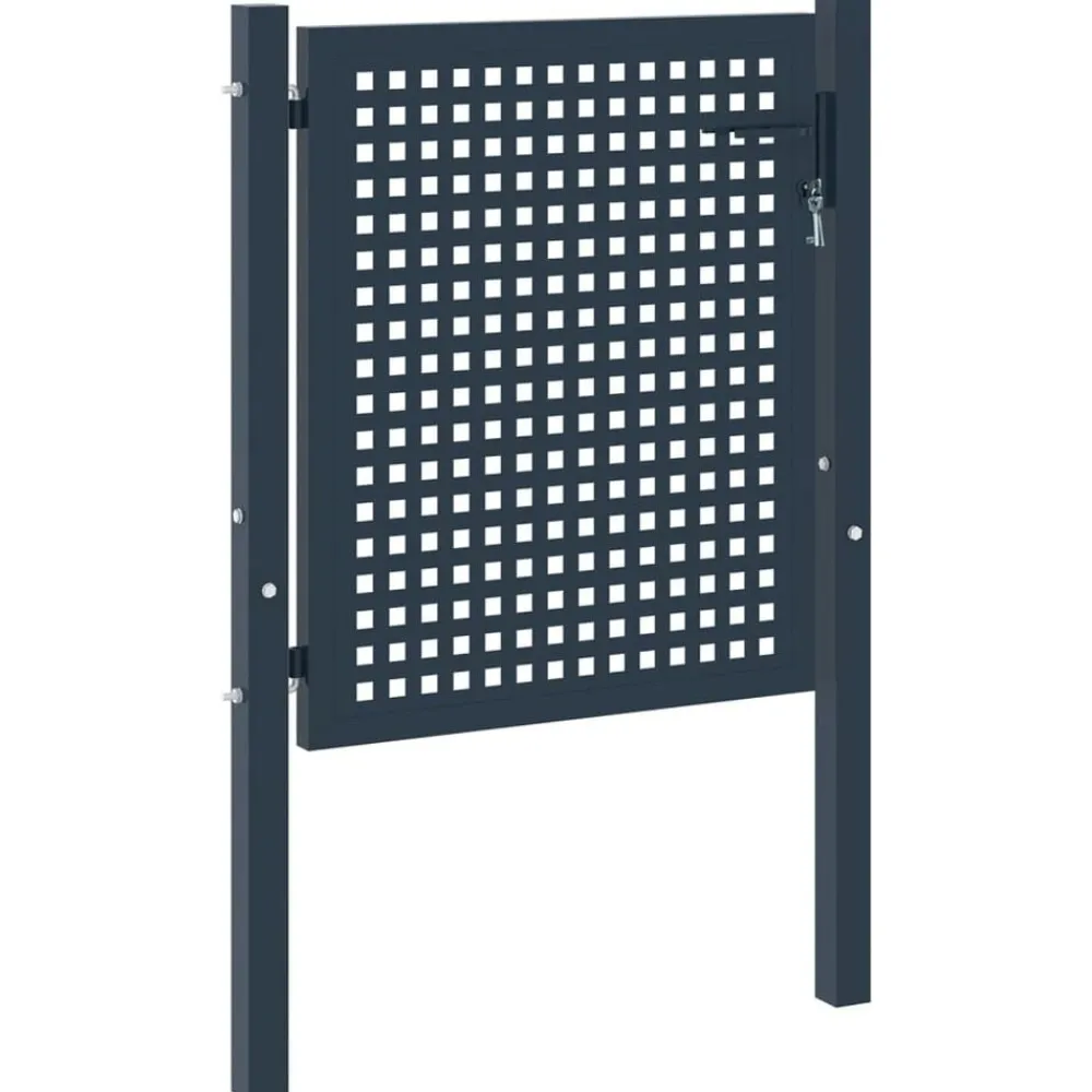 vidaXL Puerta de valla de acero antracita 102x75 cm Hot