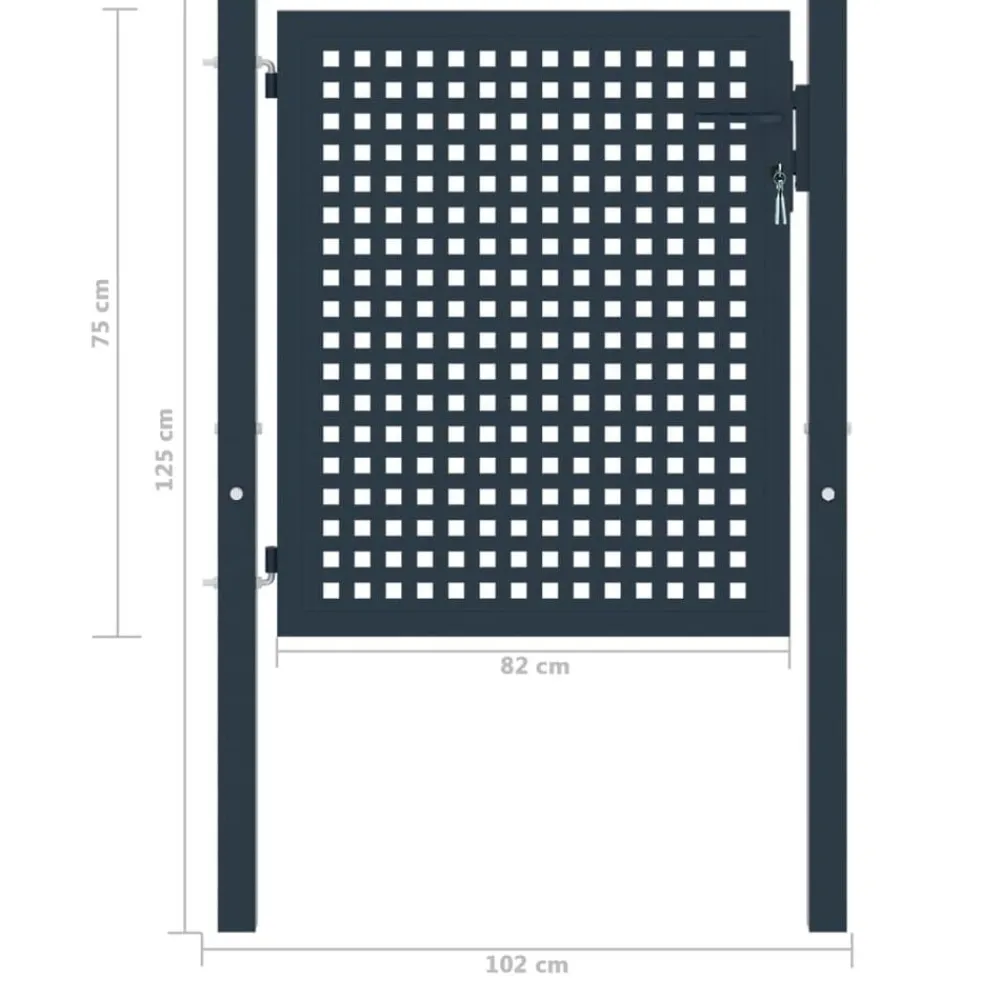 vidaXL Puerta de valla de acero antracita 102x75 cm Hot