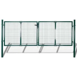 vidaXL Puerta de valla de acero 300 x 100 cm verde