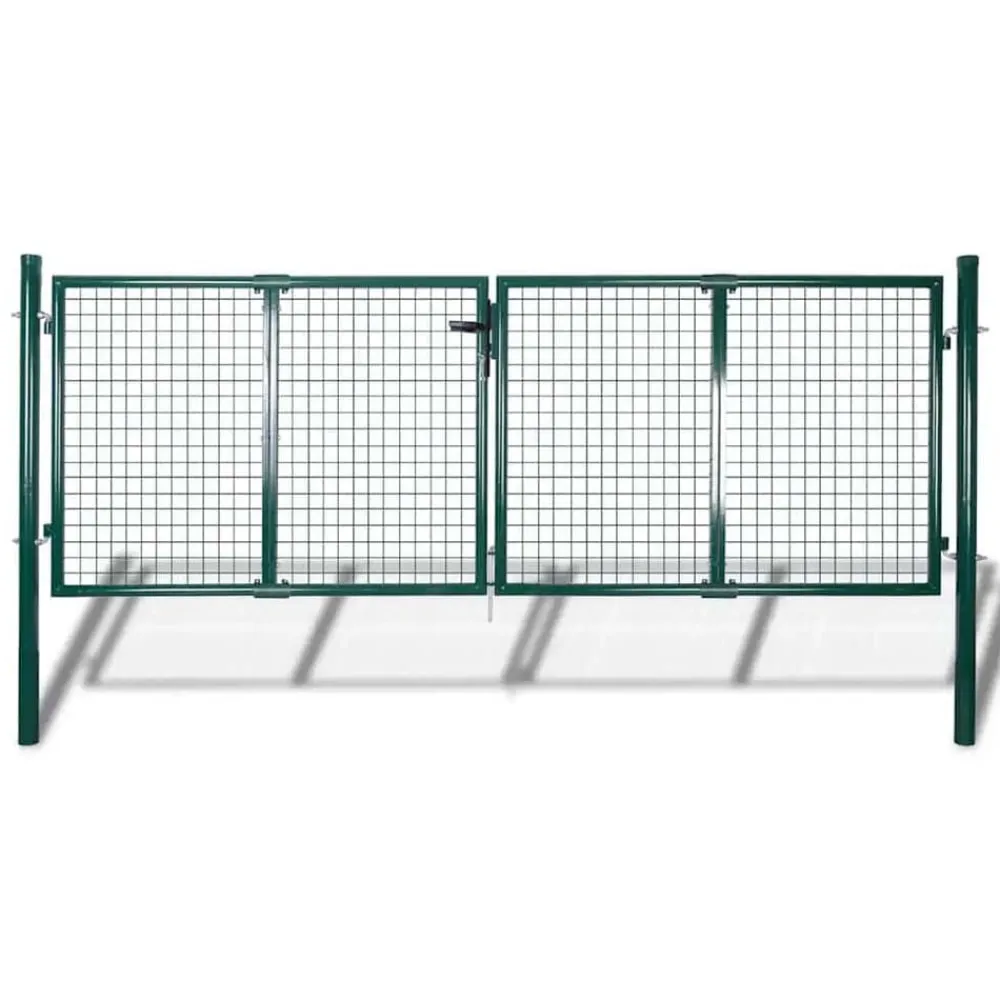 vidaXL Puerta de valla de acero 300 x 100 cm verde
