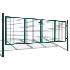 vidaXL Puerta de valla de acero 300 x 100 cm verde