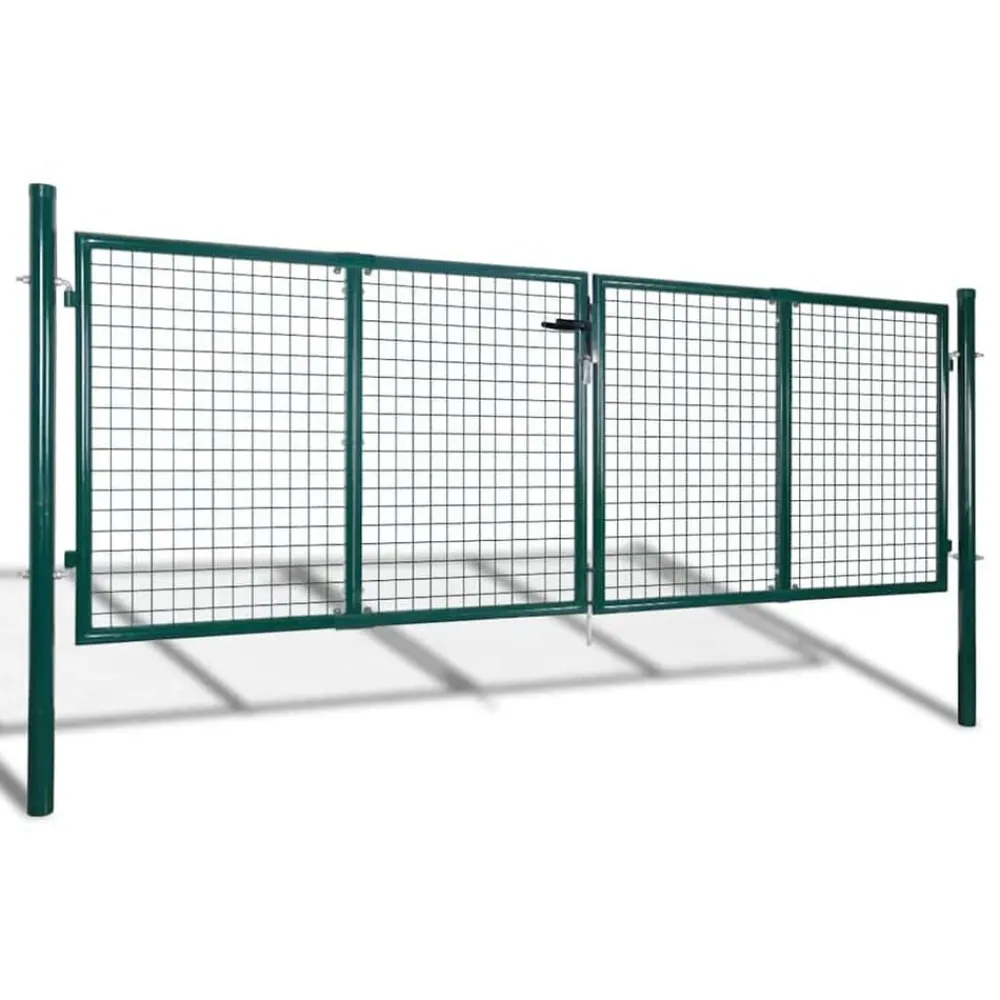 vidaXL Puerta de valla de acero 300 x 100 cm verde