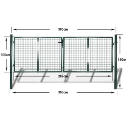 vidaXL Puerta de valla de acero 300 x 100 cm verde