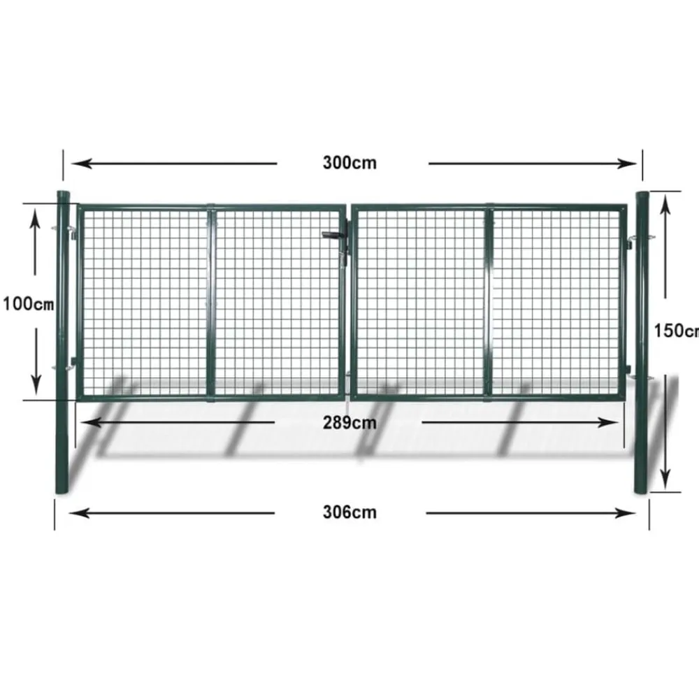 vidaXL Puerta de valla de acero 300 x 100 cm verde