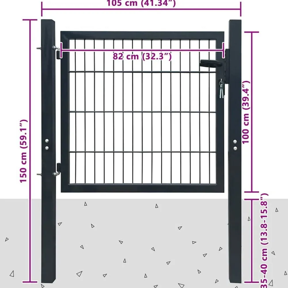 vidaXL Puerta de valla de acero de 100x100 cm Antracita