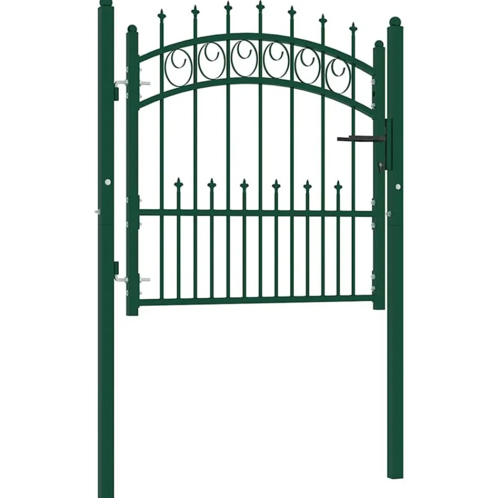 vidaXL Puerta de valla Emmen con pinchos de acero, 104x97 cm, Verde