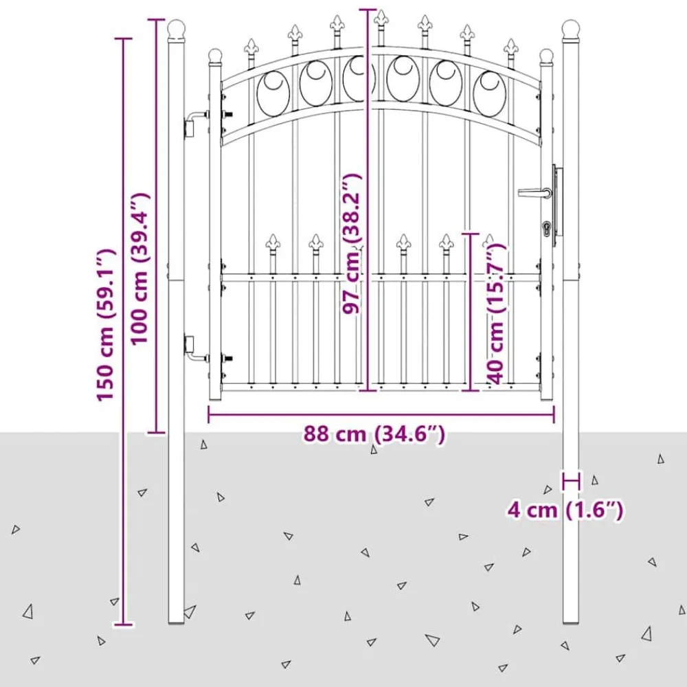 vidaXL Puerta de valla Emmen con pinchos de acero, 104x97 cm, Verde