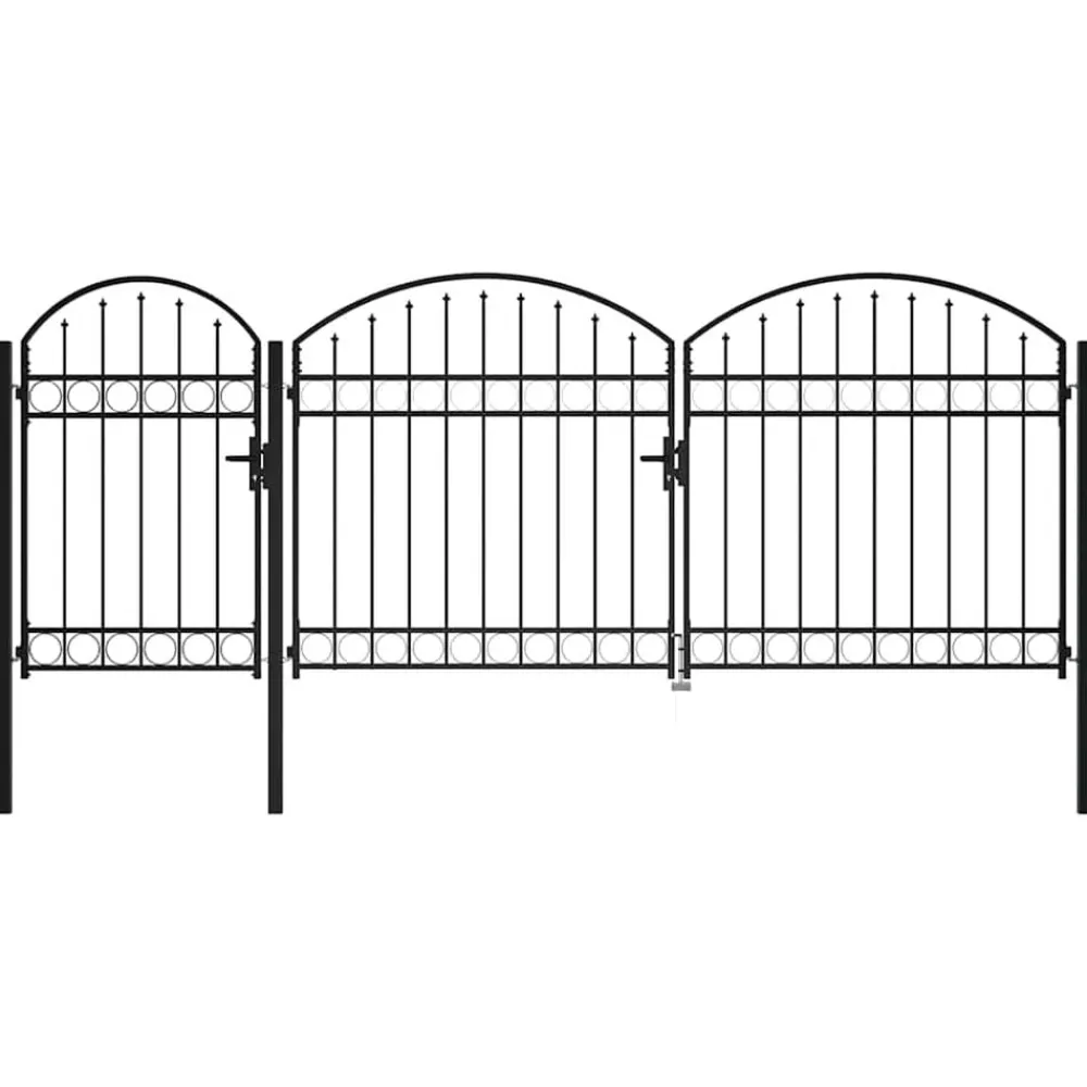 vidaXL Vallas De Jardín-Puerta de valla jardín con parte superior arqueada 400 x 175 cm