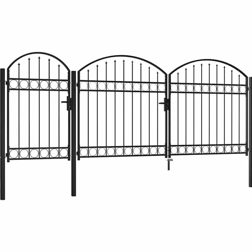 vidaXL Vallas De Jardín-Puerta de valla jardín con parte superior arqueada 400 x 175 cm