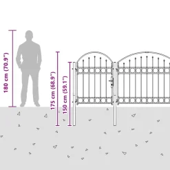 vidaXL Vallas De Jardín-Puerta de valla jardín con parte superior arqueada 400 x 175 cm